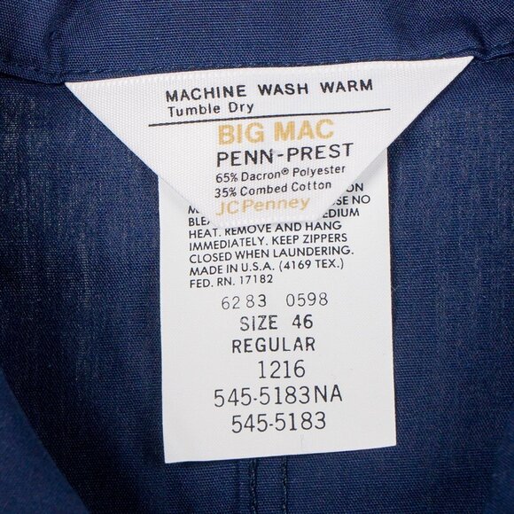 JCPenney VTG Big Mac Coveralls 46 Men Penn-Prest Mechanics Jumpsuit Short Sleeve - Picture 5 of 7